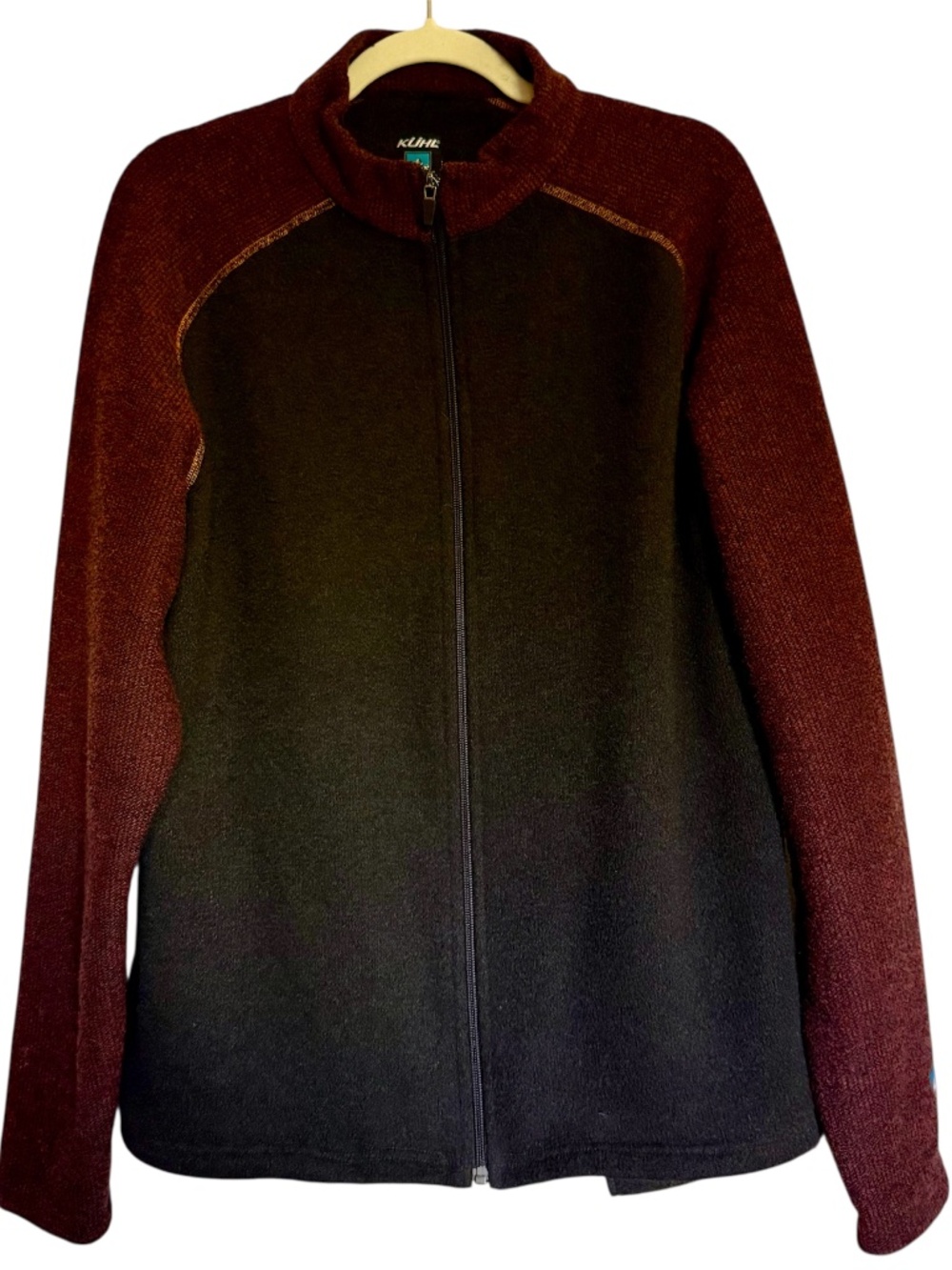 Kuhl Alfpaca Fleece Black‎ Red Full Zip Jacket Size Large Gorpcore